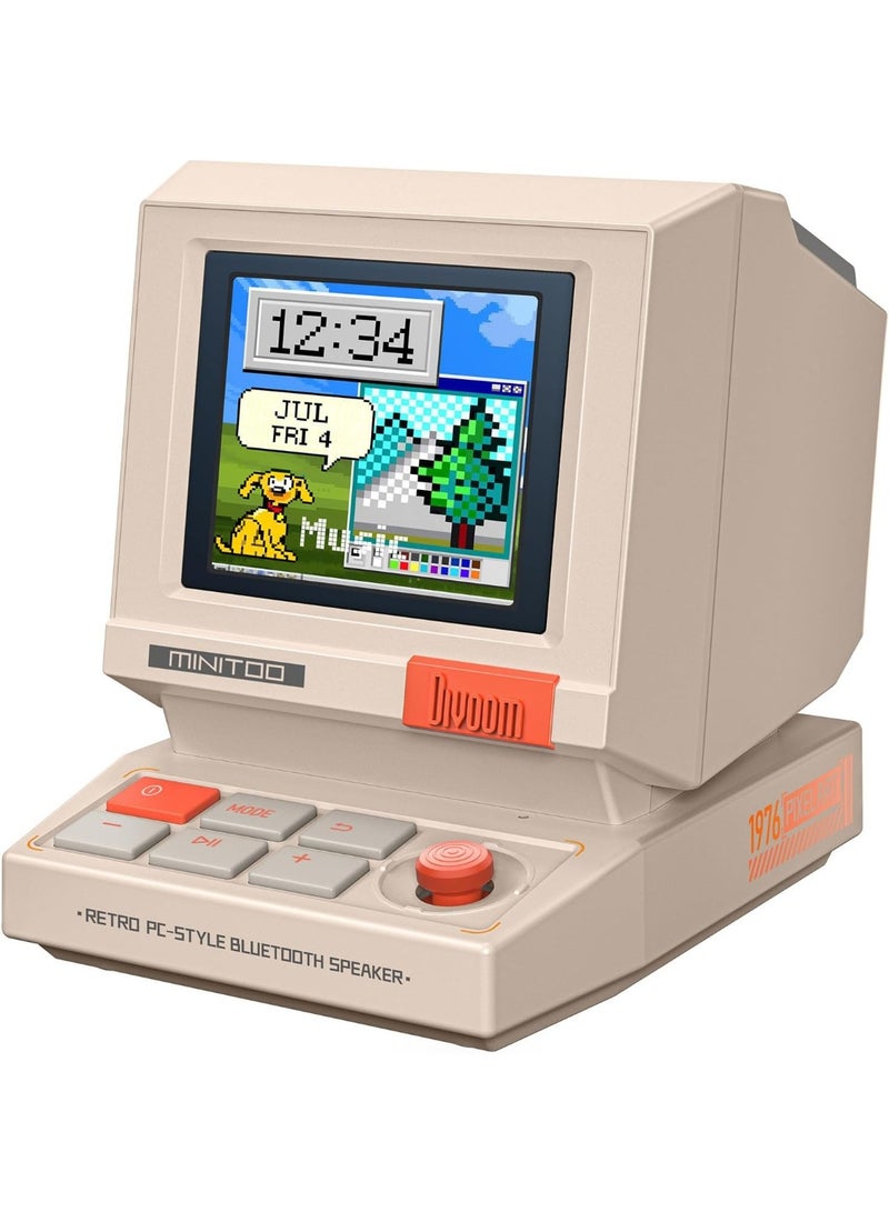 ديفوم سماعة كمبيوتر ديفوم ميني تو ريترو بتصميم بي سي، شاشة بكسل ذكية مع وجوه مخصصة، بلوتوث وصوت USB، ساعة منبه/ضجيج أبيض، هدية إعداد مكتب لغرفة النوم والمكتب والألعاب - Image 1