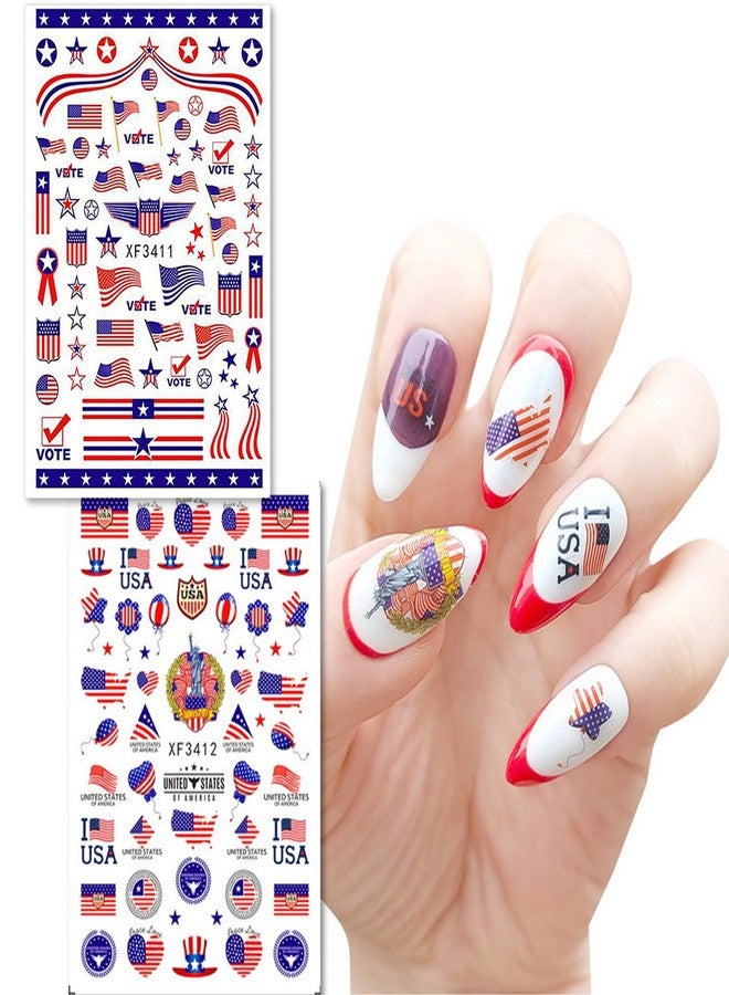 WAFOLOZE 4th of July Nail Stickers, Patriotic Nail Decals for Nails, 3D Self-Adhesive Independence Day Nail Art Stickers, American Flag Fireworks Star Nail Designs for Women Girls, 8 Sheets - Image 3