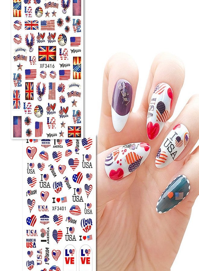 WAFOLOZE 4th of July Nail Stickers, Patriotic Nail Decals for Nails, 3D Self-Adhesive Independence Day Nail Art Stickers, American Flag Fireworks Star Nail Designs for Women Girls, 8 Sheets - Image 4
