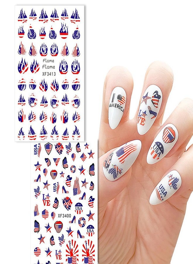 WAFOLOZE 4th of July Nail Stickers, Patriotic Nail Decals for Nails, 3D Self-Adhesive Independence Day Nail Art Stickers, American Flag Fireworks Star Nail Designs for Women Girls, 8 Sheets - Image 5