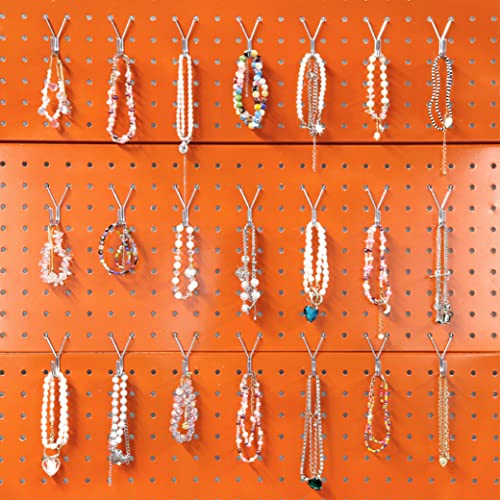HUHOLE Pegboard Hooks, J-Hook, 1 Inch Silver Hooks 80 Pack, Ideal Display Pegs for Hanging Jewelry, Necklaces, Keys, Retail Items, Small Tools, Will Not Fall Out, Fit 1/8”, 3/16” Peg Boards - Image 3