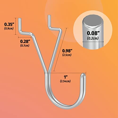 HUHOLE Pegboard Hooks, J-Hook, 1 Inch Silver Hooks 80 Pack, Ideal Display Pegs for Hanging Jewelry, Necklaces, Keys, Retail Items, Small Tools, Will Not Fall Out, Fit 1/8”, 3/16” Peg Boards - Image 5