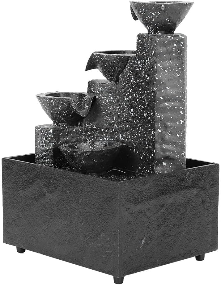 woobles Desktop Fountain, USB Water Fountain Ornament Crafts Indoor Fountain with LED Light and Stones for Home Office Table Decoration- - Image 3