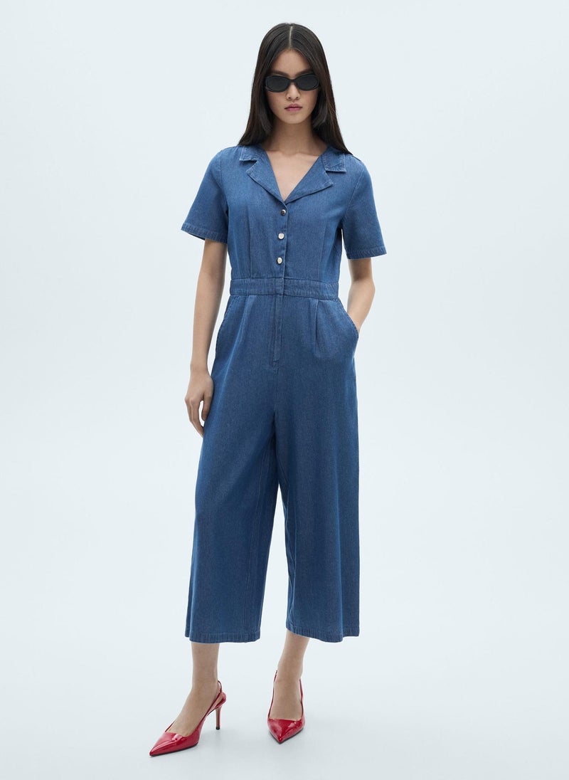 MANGO Short Sleeve Denim Jumpsuit  - Image 1