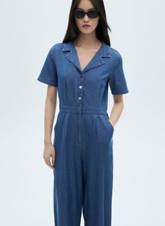 MANGO Short Sleeve Denim Jumpsuit  - Image 4