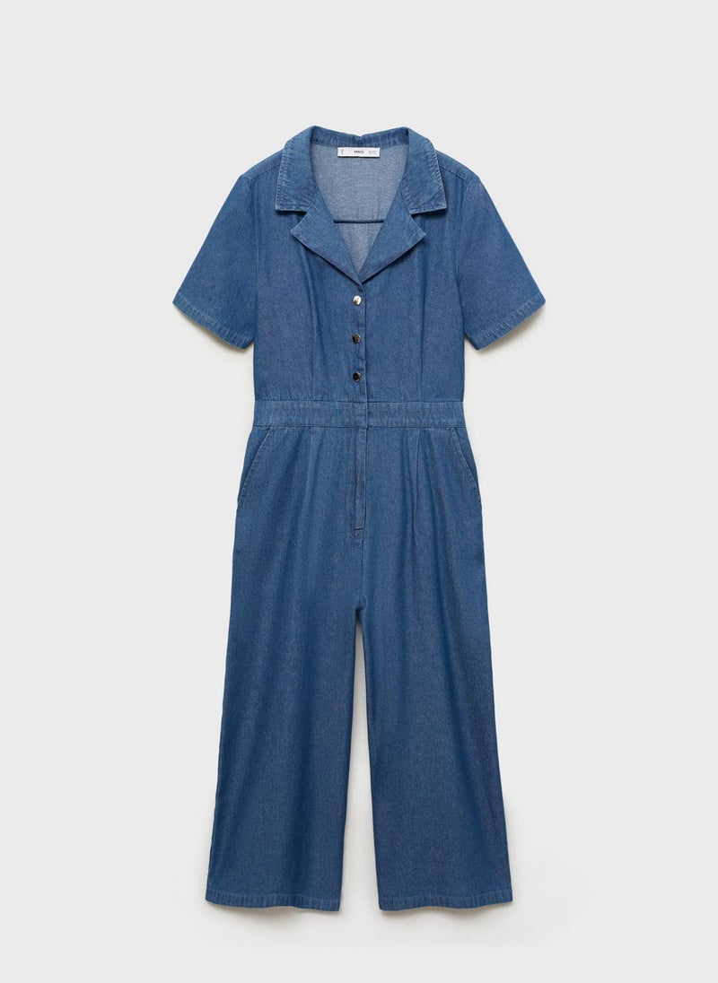 MANGO Short Sleeve Denim Jumpsuit  - Image 5