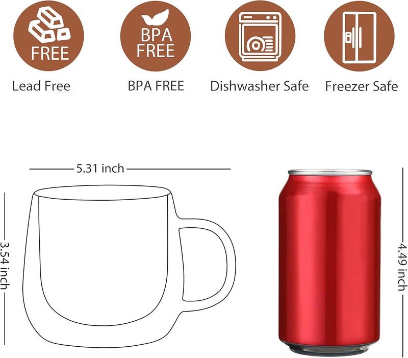 CNGLASS Double Walled Glass Coffee Mugs 10ozLarge Insulated Espresso CupsSet of 2 Clear Glasses Cappuccino Mug with HandleTea Latte Glassware - Image 2