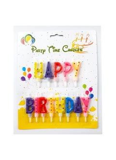Party Time Colorful Happy Birthday Candles Set – 13 Count Letter Birthday Candles for Cakes – Colorful Alphabet Candles for Birthday Party – Birthday Cake Topper Candles for Adults and Kids