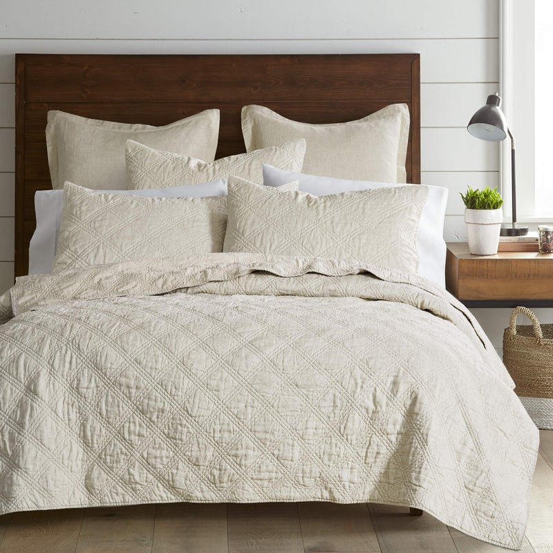 Levtex Home Levtex Home  100 Linen Front100 Cotton Back  King Quilt  Washed Linen  Natural  Quilt Size 106 x 92in 