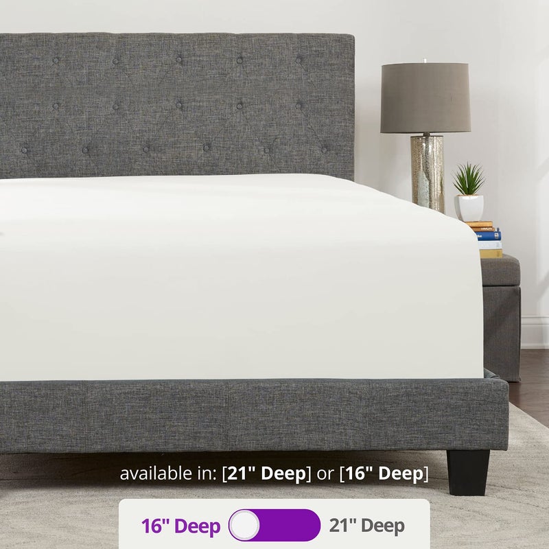 DeaLuxe King Fitted Sheet King Size Fitted Sheet Only Deep Pocket - Real 16  Fitted Bed Sheets Fit Perfectly 14 -18  Deep Mattress & Toppers - Easy Care Lovely Feel - 1 Piece Bottom Fitted Sheet King - White - Image 3