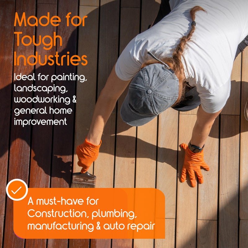 Inspire Heavy Duty Orange Nitrile Gloves Disposable Latex Free | ULTRA 8 Mil Diamond Textured Grip Disposable Cleaning Gloves | Industrial Mechanic Food Extra Large, 100 Count - Image 5