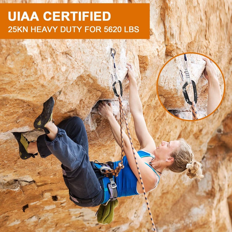 Favofit Heavy Duty Locking Climbing Carabiner - 25KN 42KN UIAA Certified Auto Lock Carabiner Clip for Arborist - 3.9'' Large Rock Climbing Hook for Hammock Rappelling Hunting - Image 3