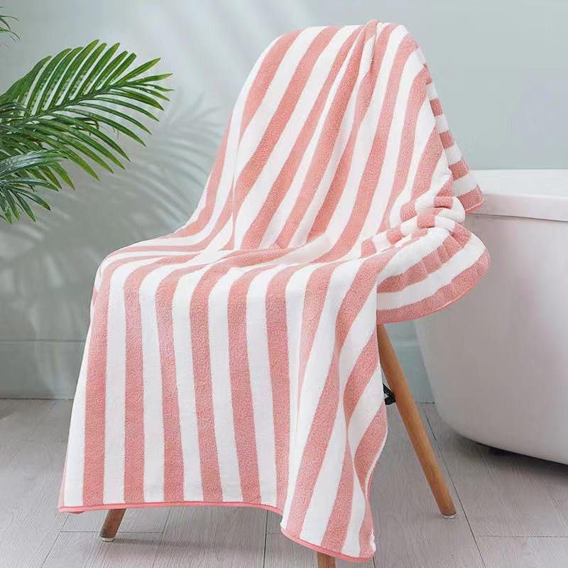 Fezora® Microfiber Bath Towels Strip | (70x140) Extra Soft Plush & Quick Dry High Absorbency Large Size Towels for Bathing (Orange & White) - Image 5
