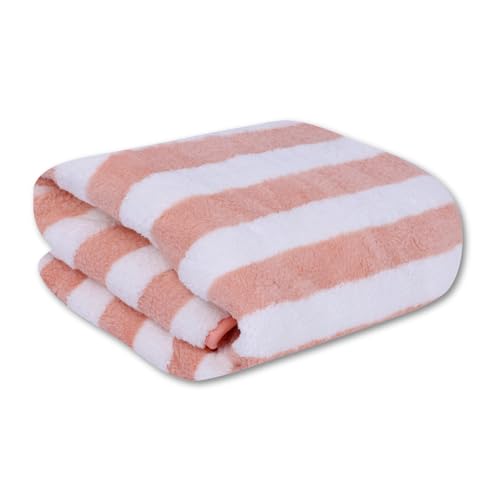 Fezora® Microfiber Bath Towels Strip | (70x140) Extra Soft Plush & Quick Dry High Absorbency Large Size Towels for Bathing (Orange & White) - Image 1