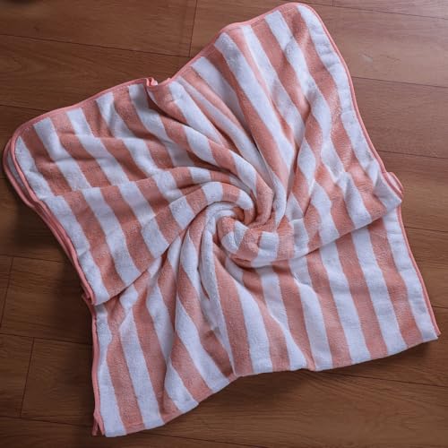 Fezora® Microfiber Bath Towels Strip | (70x140) Extra Soft Plush & Quick Dry High Absorbency Large Size Towels for Bathing (Orange & White) - Image 3