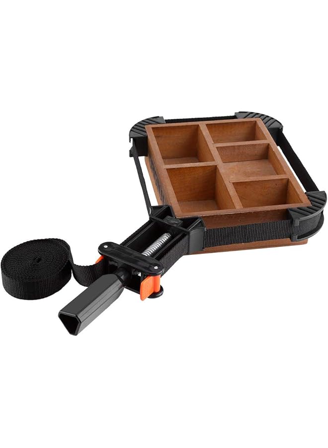 PROMASS Picture Frame Clamps, Multi-Function Adjustable Corner Clamp, Wood working Quick Adjustable Tape Clamp, with 4 Jaws Band Strap Clamp, for Picture Frame Holder Binding, 90 Degree Right Angle Clamps