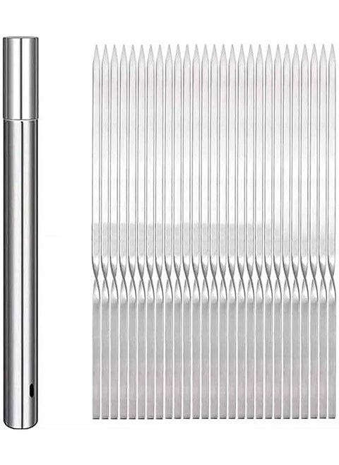 Bbq Skewer Stainless Steel With Tube Reusable Needle Stick For Barbecue Grilling Barbecue Accessories (35Cm)