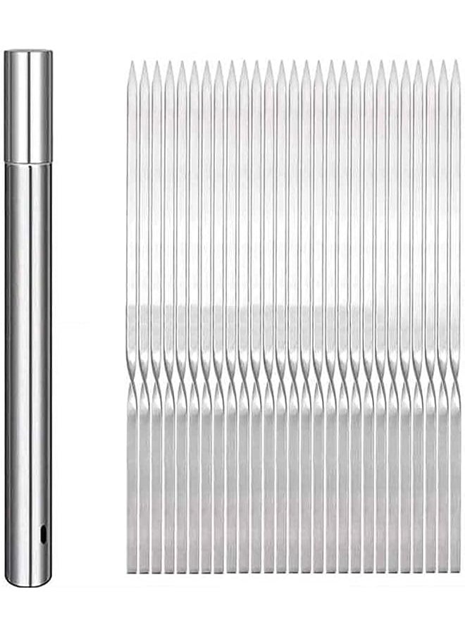 Bbq Skewer Stainless Steel With Tube Reusable Needle Stick For Barbecue Grilling Barbecue Accessories (35Cm)