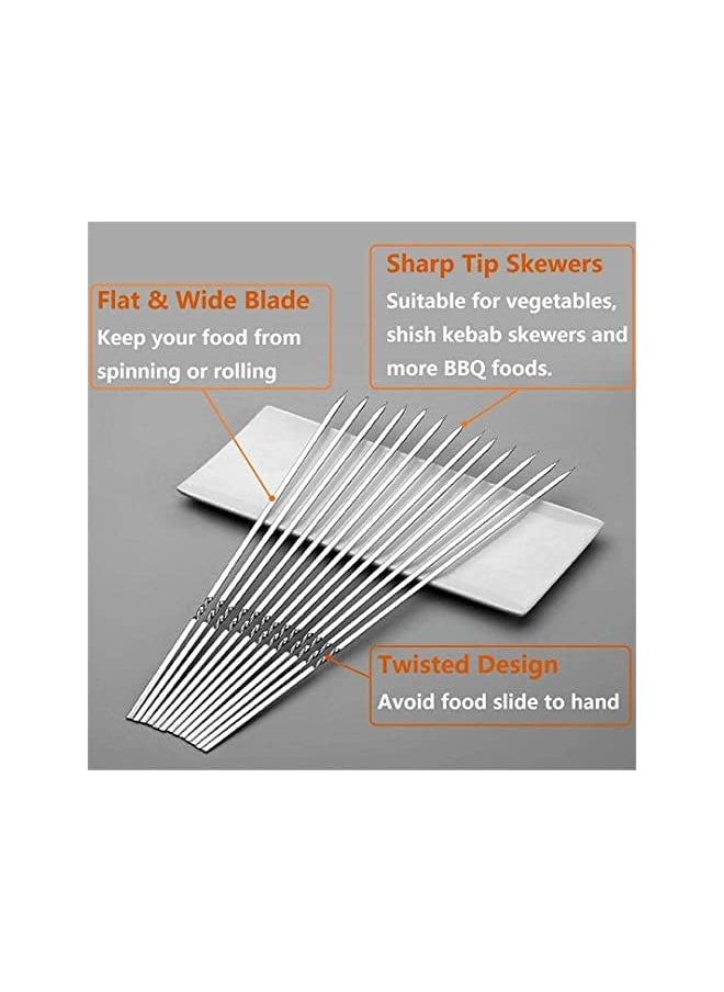 Bbq Skewer Stainless Steel With Tube Reusable Needle Stick For Barbecue Grilling Barbecue Accessories (35Cm)