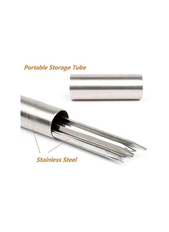 Bbq Skewer Stainless Steel With Tube Reusable Needle Stick For Barbecue Grilling Barbecue Accessories (35Cm)