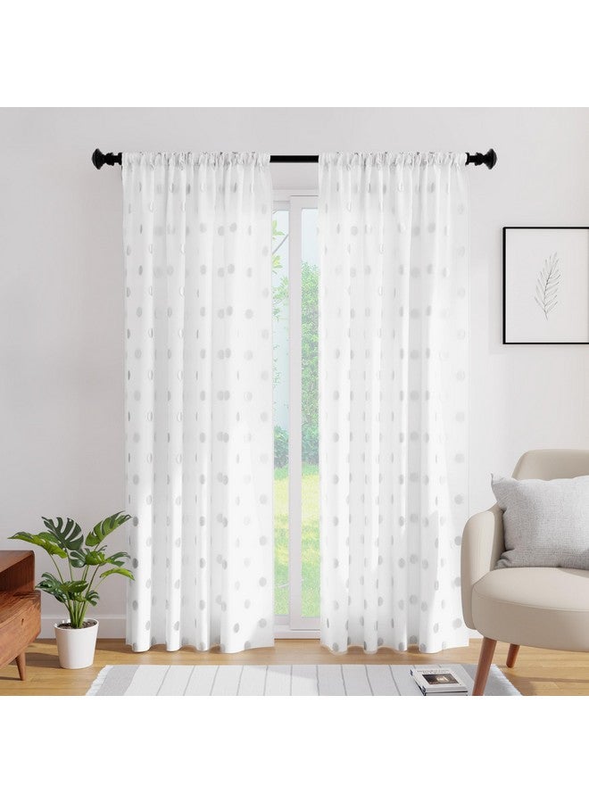Encasa XO Encasa XO Window Curtain 7 ft Set of 2, Polyester Printed with Rod Pocket, Tie Back, Light-Filtering, Semi Sheer/Transparent Curtains- Kitchen, Bedroom, Living Room (140x213 cm), Dollar White - Image 2