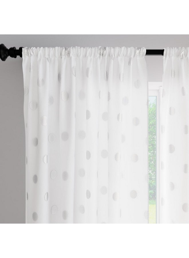 Encasa XO Encasa XO Window Curtain 7 ft Set of 2, Polyester Printed with Rod Pocket, Tie Back, Light-Filtering, Semi Sheer/Transparent Curtains- Kitchen, Bedroom, Living Room (140x213 cm), Dollar White - Image 1