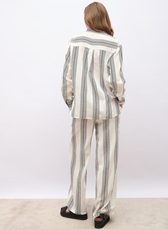 Styli Styli Striped Oversized Shirt and Wide Leg Trousers Set  - Image 5