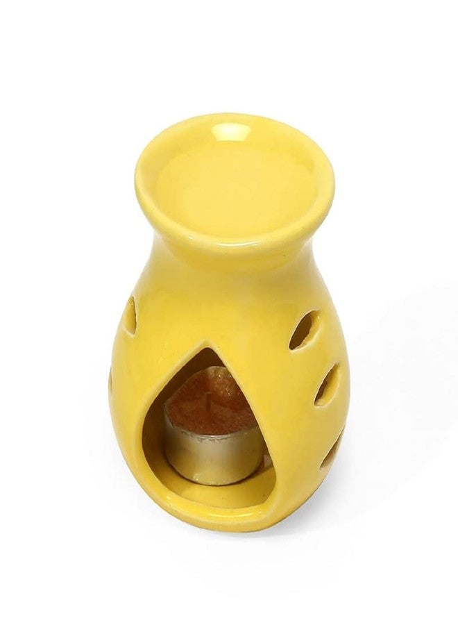 Pure Source India Ceramic Oil Burner Aroma Diffuser Set of 2 (Red & Yellow) - Image 5