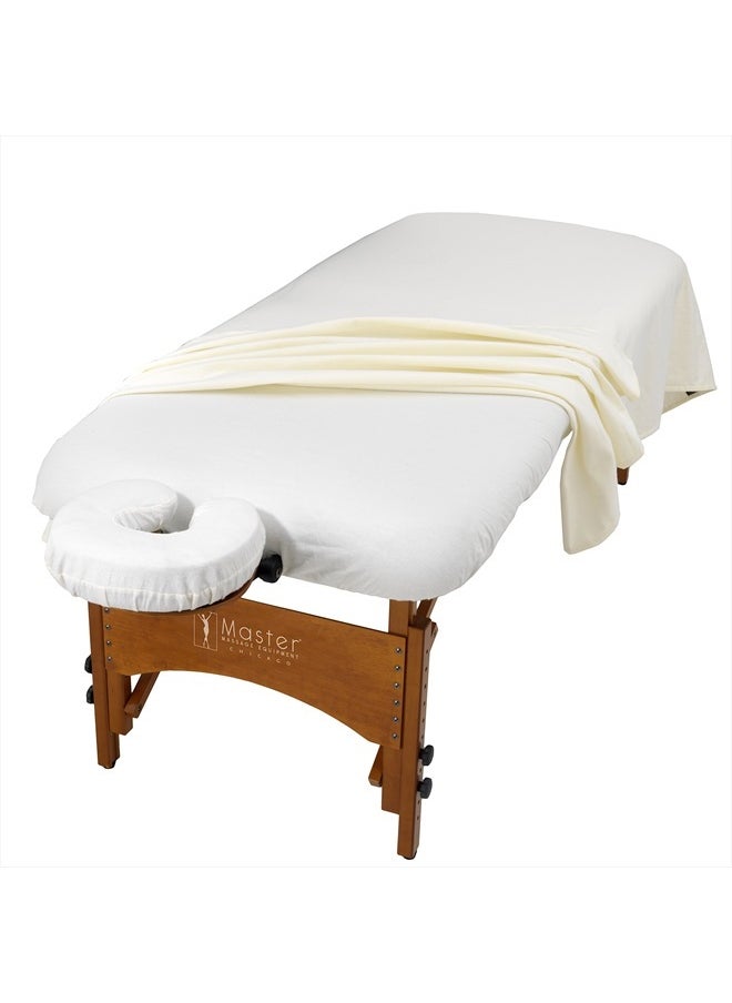 Master Massage - 3-Piece Flannel Sheet Set, Off White - Image 1