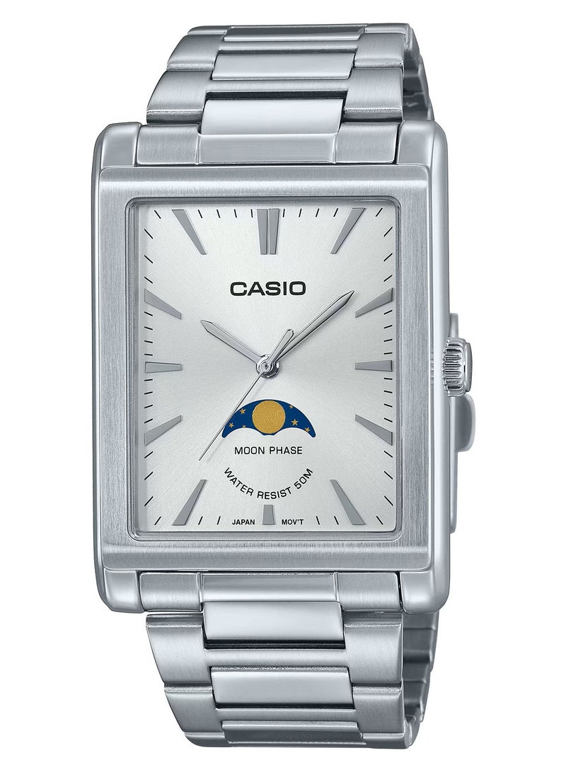 CASIO New MTP-M105D-7AVDF Moon Phase Executive White Dial Stainless Steel Men's Watch - Image 1
