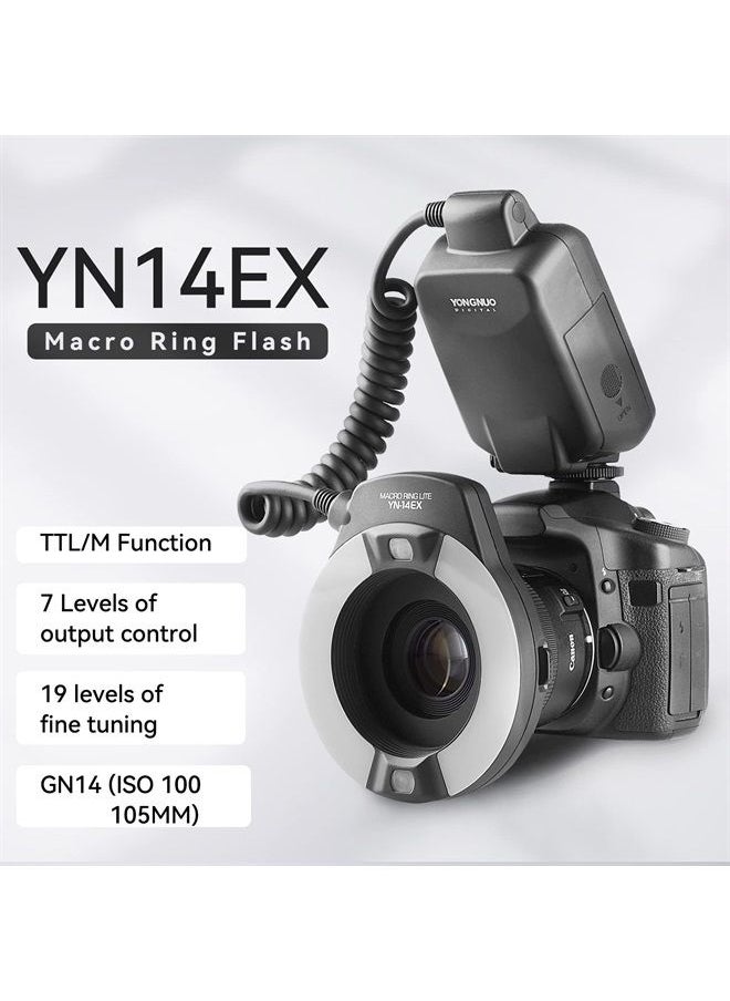 YONGNUO YN-14EX YN14EX TTL Macro Ring Flash, LED Flash Light with Adapter Ring for Canon EOS DSLR Cameras, as Canon MR-14EX  - Image 2