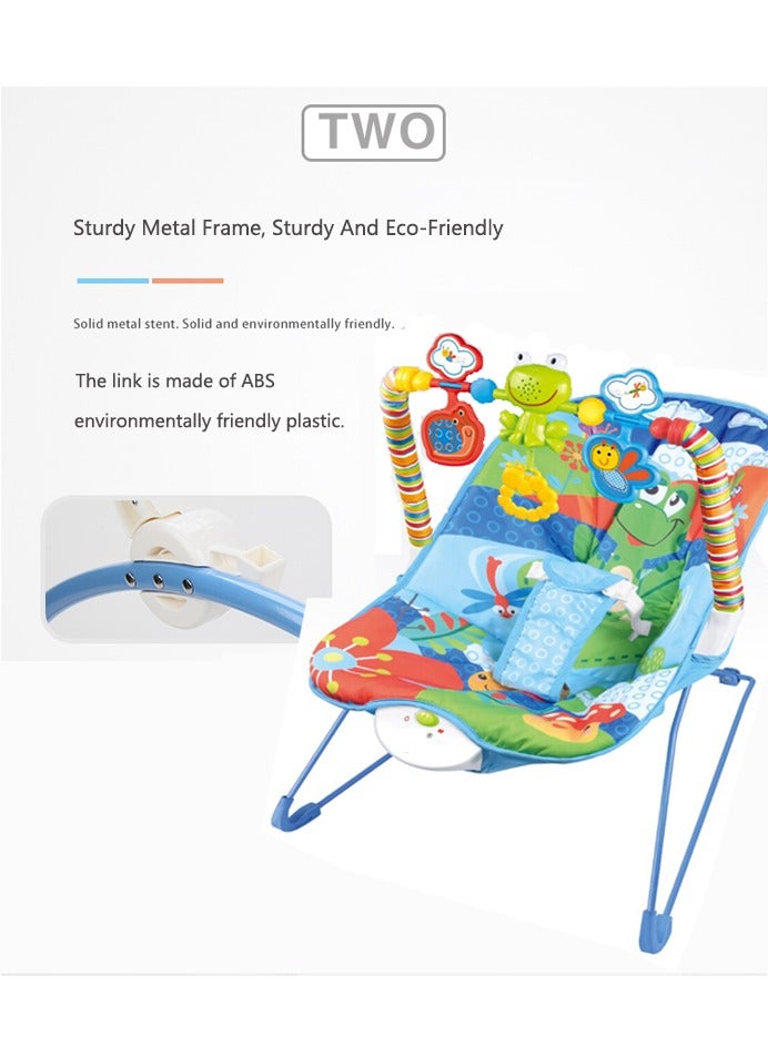 OASIS DESERT Baby Bouncer – Soft Padded Baby Rocker Chair / Hanging Toys and Calming Vibration – Soothing and Engaging Swing Cradle – for 3 Months+ Baby & Toddler – Blue - Image 2
