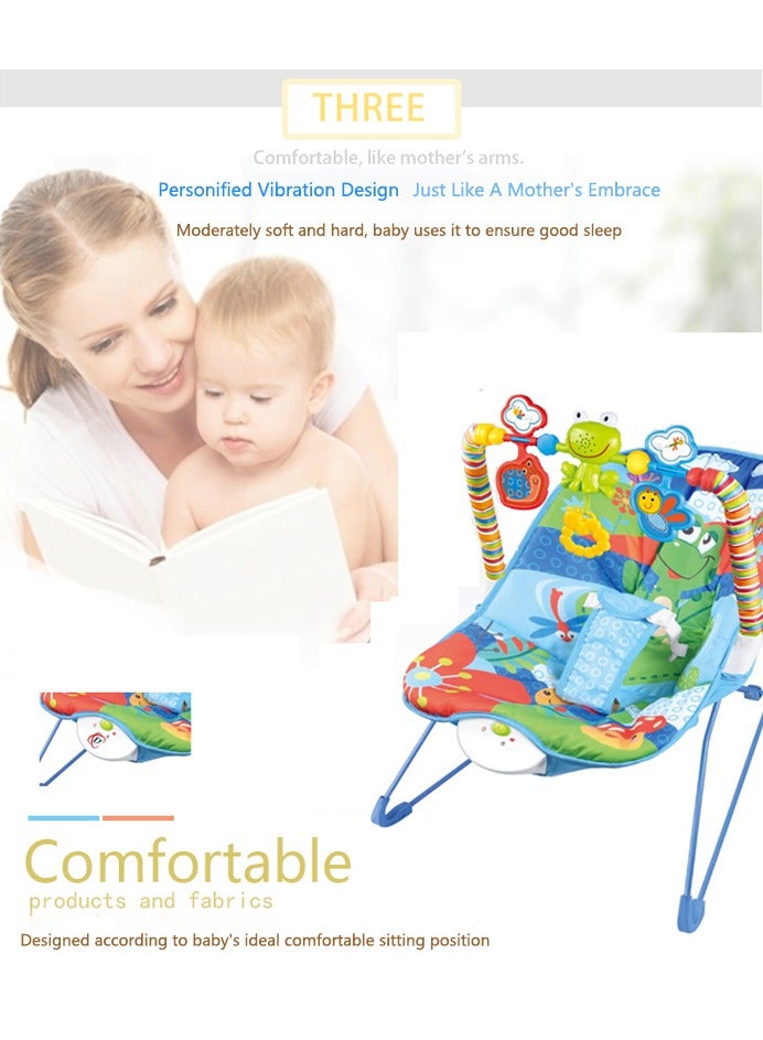 OASIS DESERT Baby Bouncer – Soft Padded Baby Rocker Chair / Hanging Toys and Calming Vibration – Soothing and Engaging Swing Cradle – for 3 Months+ Baby & Toddler – Blue - Image 3