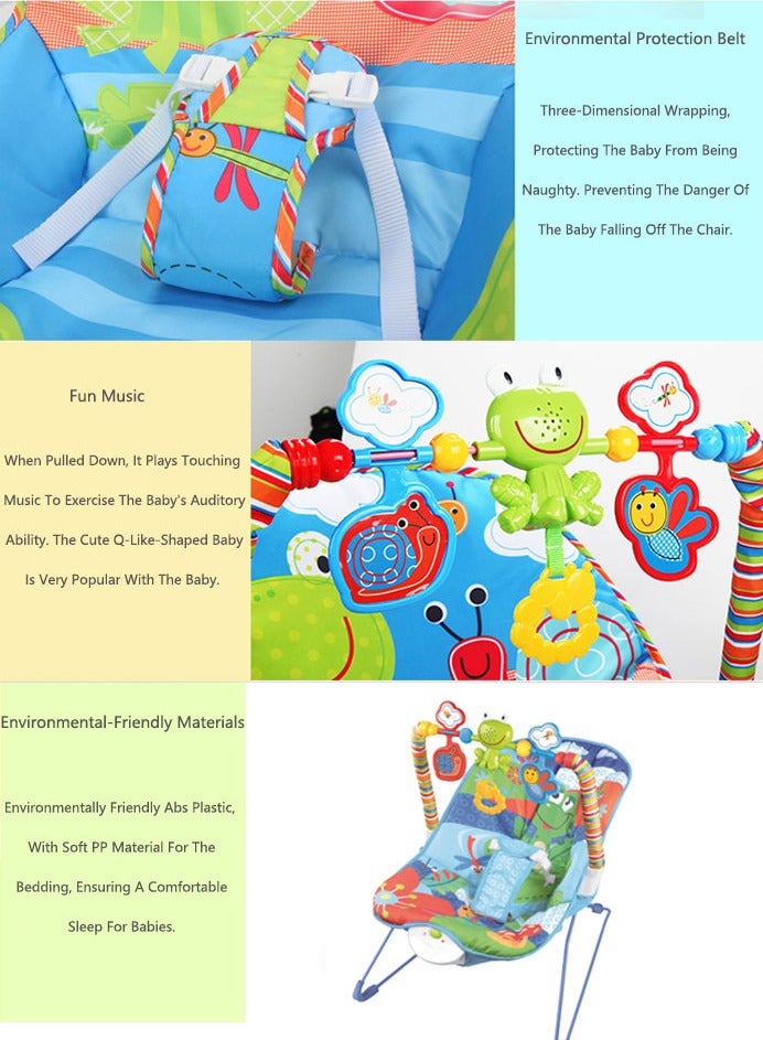 OASIS DESERT Baby Bouncer – Soft Padded Baby Rocker Chair / Hanging Toys and Calming Vibration – Soothing and Engaging Swing Cradle – for 3 Months+ Baby & Toddler – Blue - Image 4