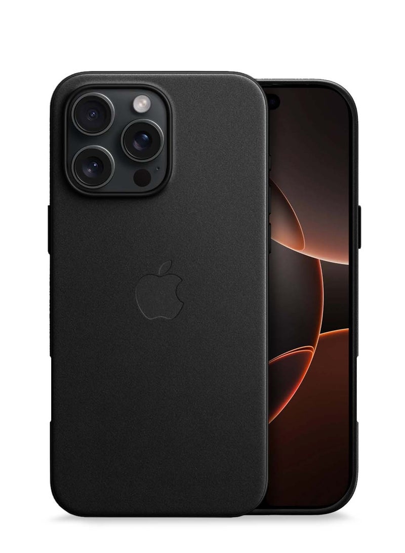 Wtech Apple iPhone 16 Pro Max 2024 Luxury Leather Magnetic Wireless Charging Case Original MagSafe Shockproof Case Cover - Black - Image 1