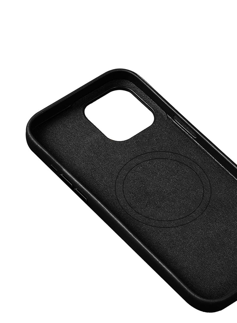 Wtech Apple iPhone 16 Pro Max 2024 Luxury Leather Magnetic Wireless Charging Case Original MagSafe Shockproof Case Cover - Black - Image 5