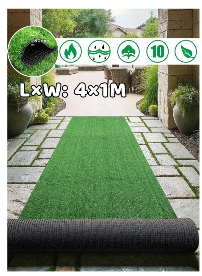 شو وو سجادة عشب صناعي أخضر للفناء والحديقة، سمك 30 مم (1 × 4 أمتار) - Image 1