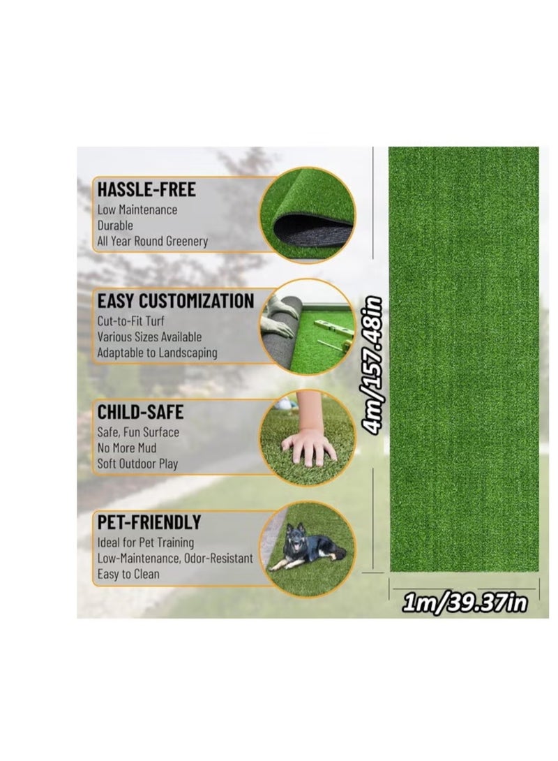 شو وو سجادة عشب صناعي أخضر للفناء والحديقة، سمك 30 مم (1 × 4 أمتار) - Image 2