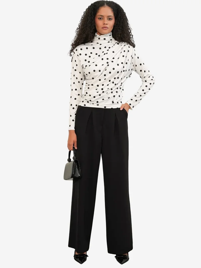 بيغ دارت BDART Fitted Turtleneck Blouse with Drape Detail