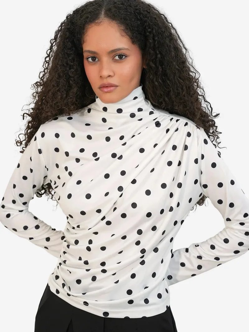 بيغ دارت BDART Fitted Turtleneck Blouse with Drape Detail