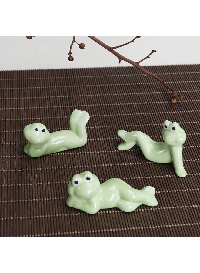 Ceramic Ornaments Frog Chopsticks Frame Ceramic Tableware Chopsticks Super Cute Japanese/Korean Pen Holder/pen Holder K-017-Color:Lying Frog  - Image 2