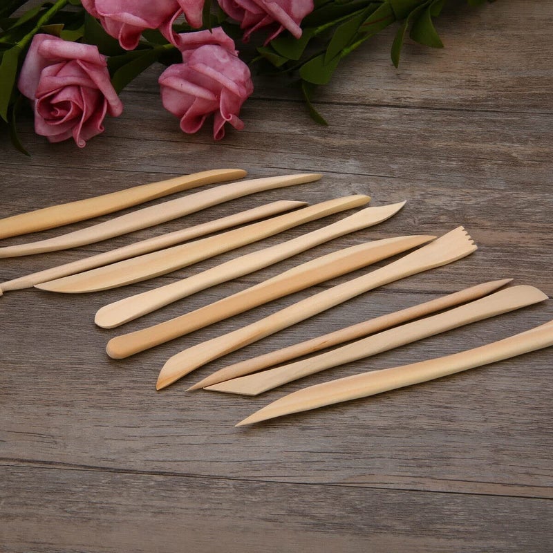 deziine DEZIINE10pcs Wood Wooden MUD Clay Modeling Tools Set Polymer Clay Tools Sculpting DIY Pottery Ceramics Tools Sculpture Sculpt  - Image 1