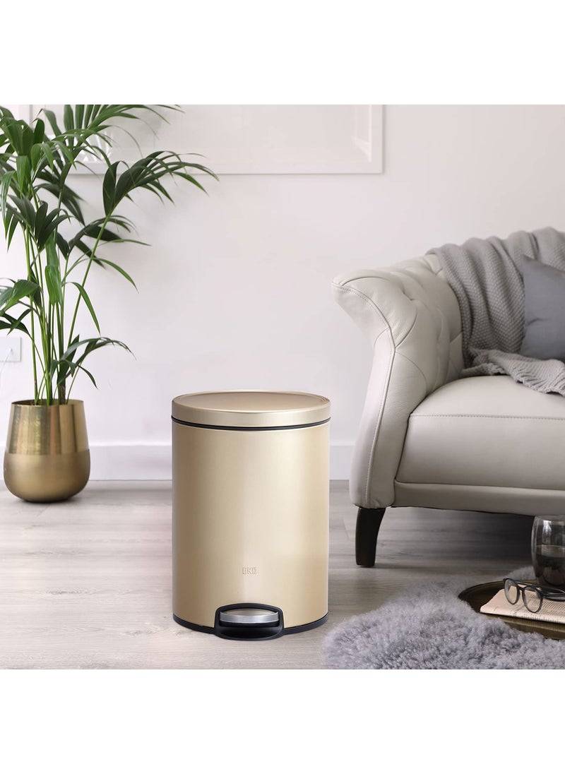 Obsessions Obsessions Fingerprint Resistant Round Step Dustbin with Liner 8 Litre Champagne Gold  - Image 1