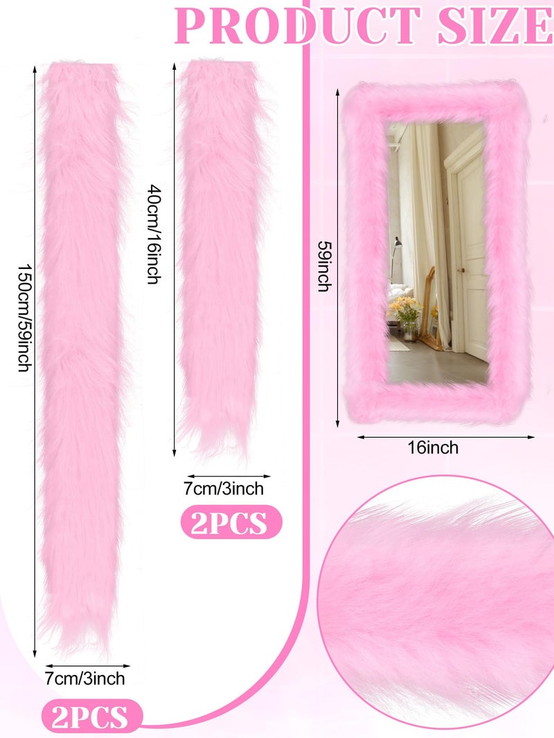 Geelin Full Length Mirror Cover 59 x 16 Inch Universal Ultra Soft Non Slip Design Fluffy Length Standing Mirrors Cover Decoration for Bedroom Cloakroom Women Gifts(Pink) - Image 2