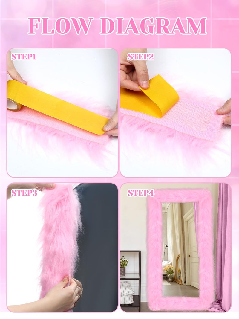 Geelin Full Length Mirror Cover 59 x 16 Inch Universal Ultra Soft Non Slip Design Fluffy Length Standing Mirrors Cover Decoration for Bedroom Cloakroom Women Gifts(Pink) - Image 3