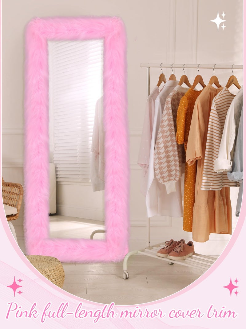 Geelin Full Length Mirror Cover 59 x 16 Inch Universal Ultra Soft Non Slip Design Fluffy Length Standing Mirrors Cover Decoration for Bedroom Cloakroom Women Gifts(Pink) - Image 5