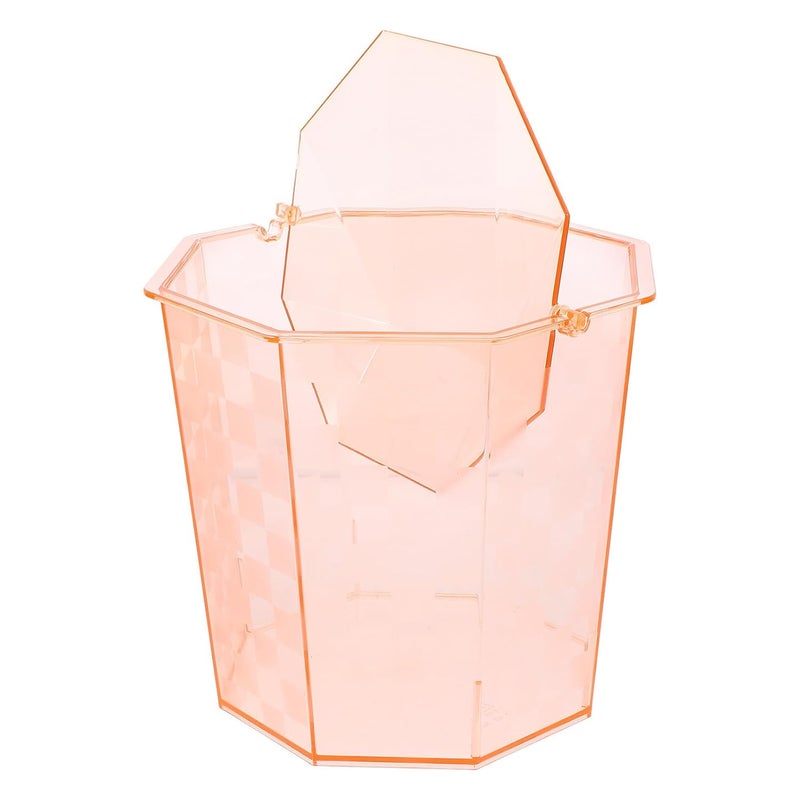 Small Desktop Office Trash Bin with Lid, Orange Mini Wastebasket for Bedroom Bedside, Compact Covered Garbage Can for Home and Workspace - Image 1