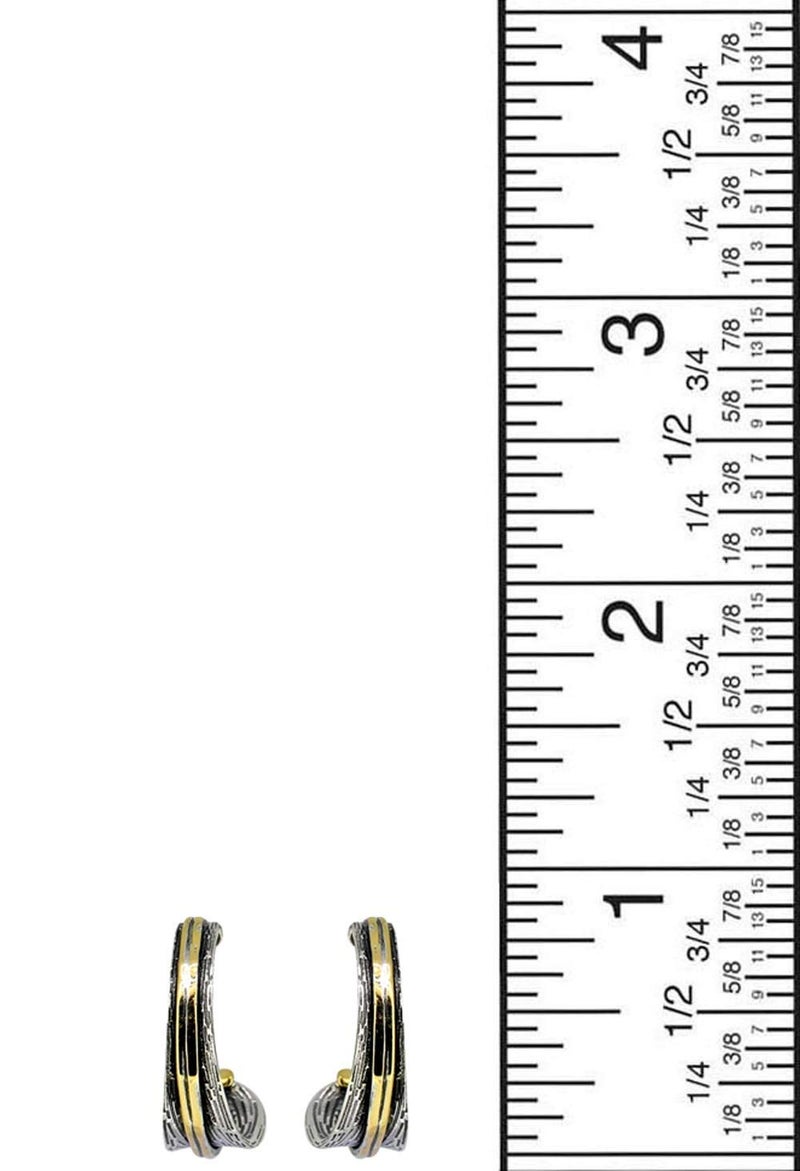 YoTreasure 0.90" Solid 925 Sterling Silver Two Tone Stud Earrings - Image 3