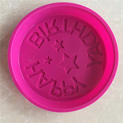 HiParty Happy Birthday Silicone Baking Mold, 9.6-Inch Cake Pan Round Circle Mold Cheese Jelly Pudding Muffin Pizza Pie Flan Tart Bread Bakeware Pastry Baking Mold (Random Color) - Image 5