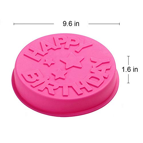 HiParty Happy Birthday Silicone Baking Mold, 9.6-Inch Cake Pan Round Circle Mold Cheese Jelly Pudding Muffin Pizza Pie Flan Tart Bread Bakeware Pastry Baking Mold (Random Color) - Image 2